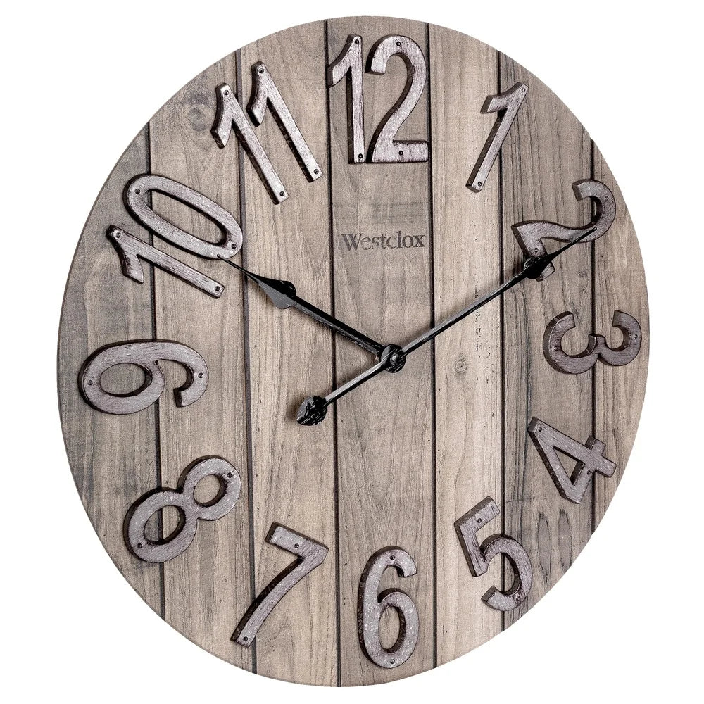 Rustic 15.5 Inch Wood Grain Wall Clock