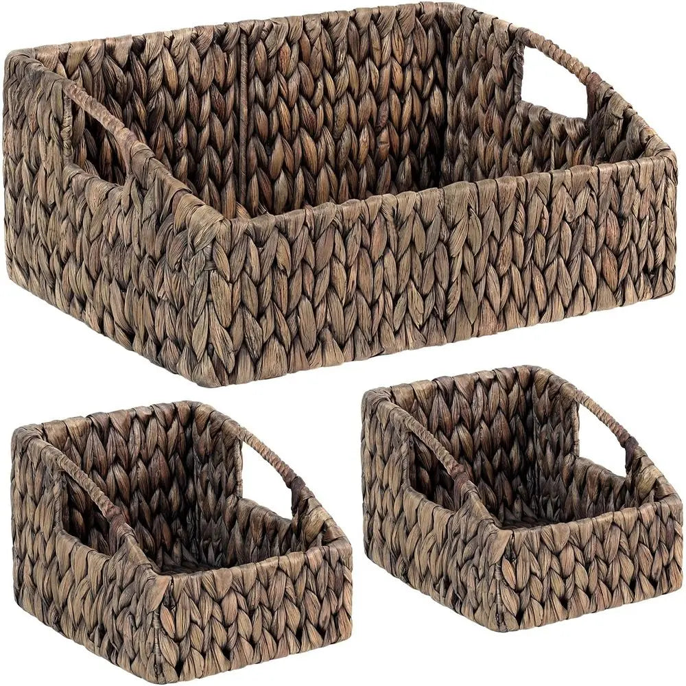 Natural Wicker Nesting Storage Baskets | Set of 3 Organizer Bins