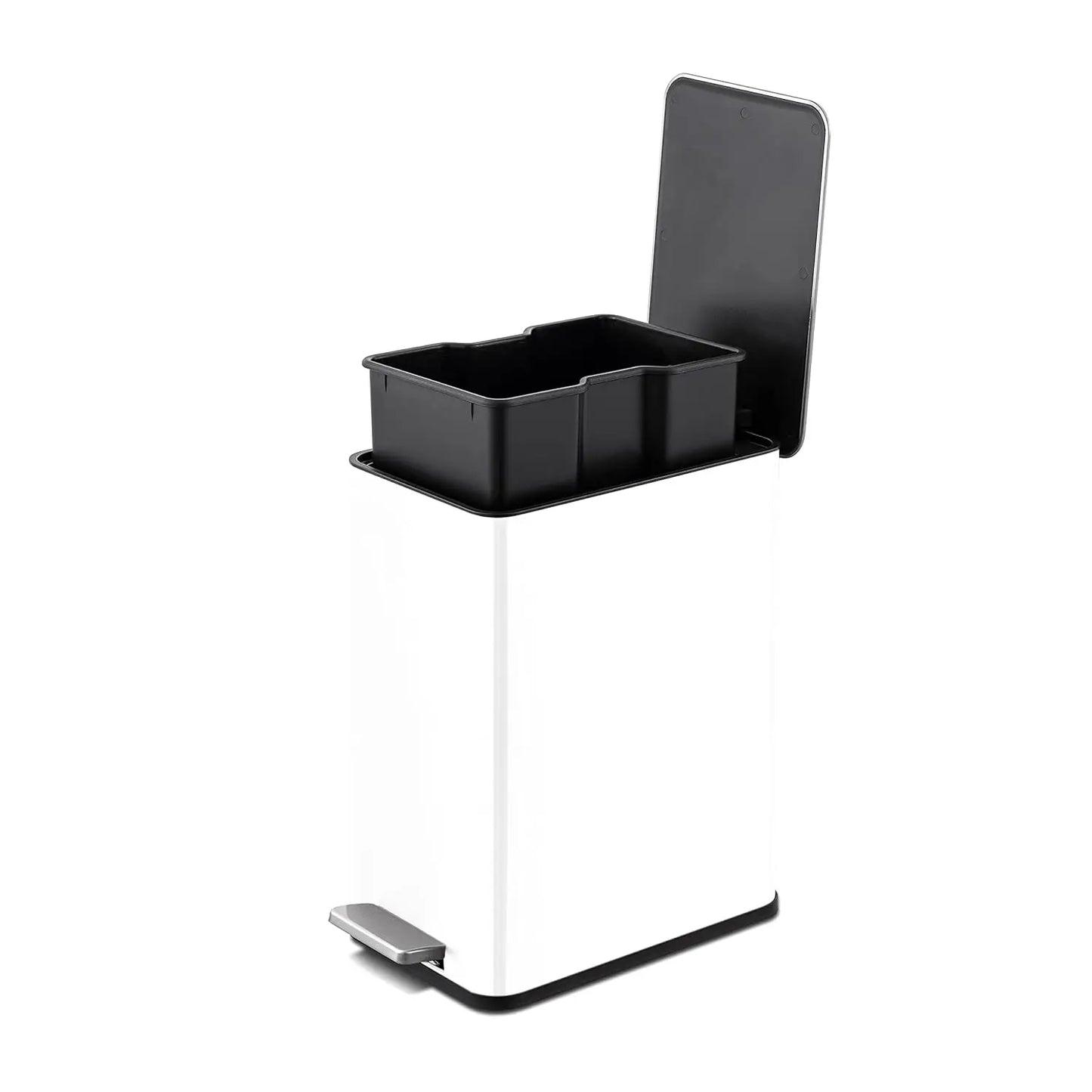 Slim Stainless Steel Step-On Trash Can | Compact, Quiet-Close, Modern Design for Bathroom
