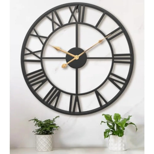 Extra Large Wall Clock, Round, Silent Industrial - Metal with Big Numerals
