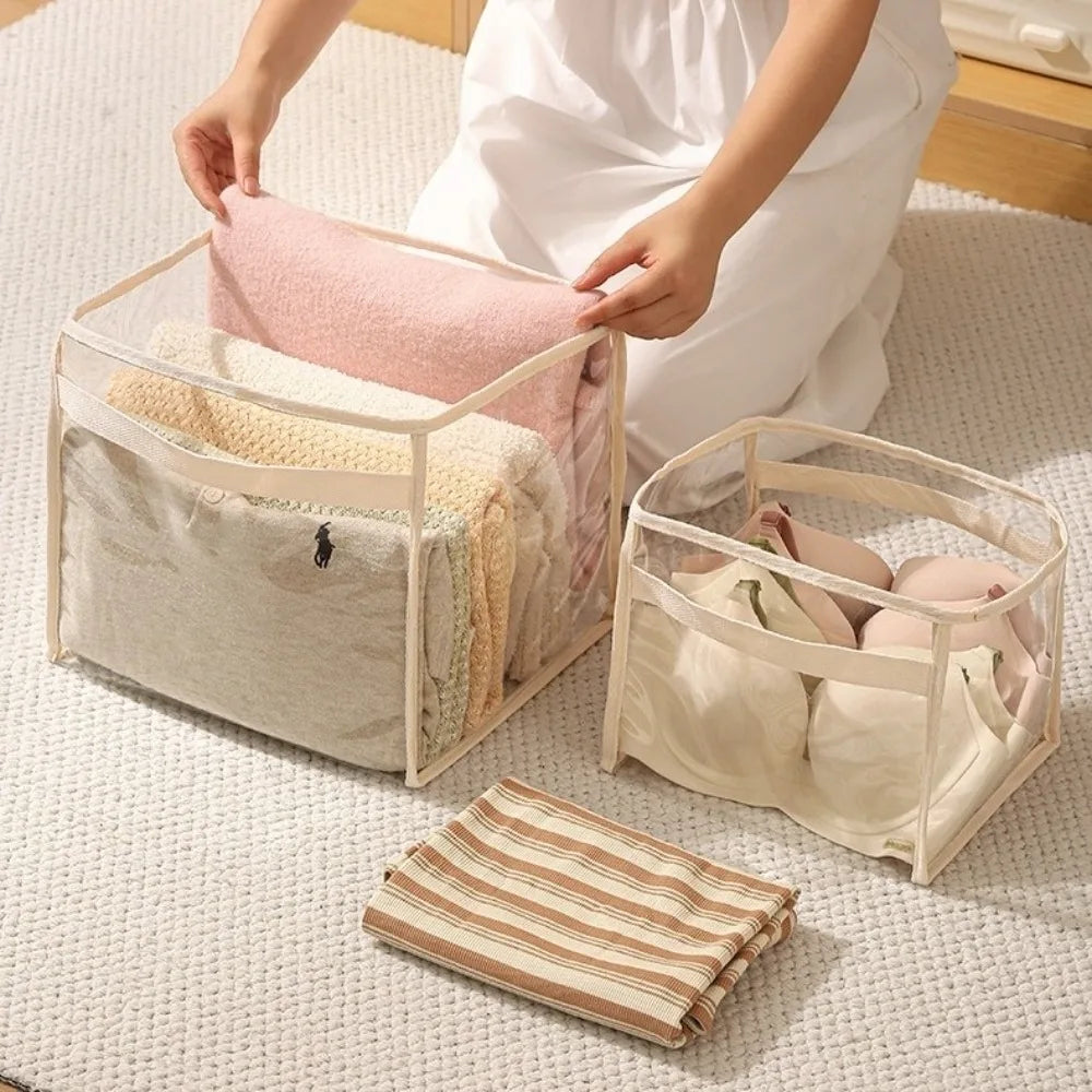 Transparent Doll Storage Basket with Handle - Space Saving Large-capacity Organizer for Children's Toys