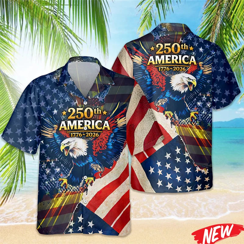 America 250 Years of Freedom Hawaiian Shirt Celebrating 250th Anniversary United States Short Sleeve