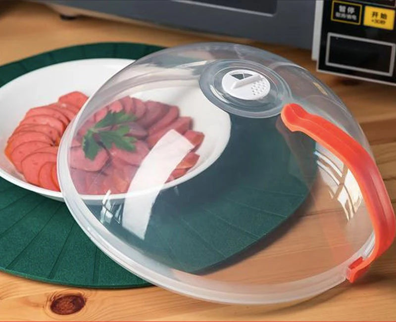 Microwave Oven Food Splash Guard Lid with Handle for Reusable Heating Cover Splatter Protection at Home Kitchen