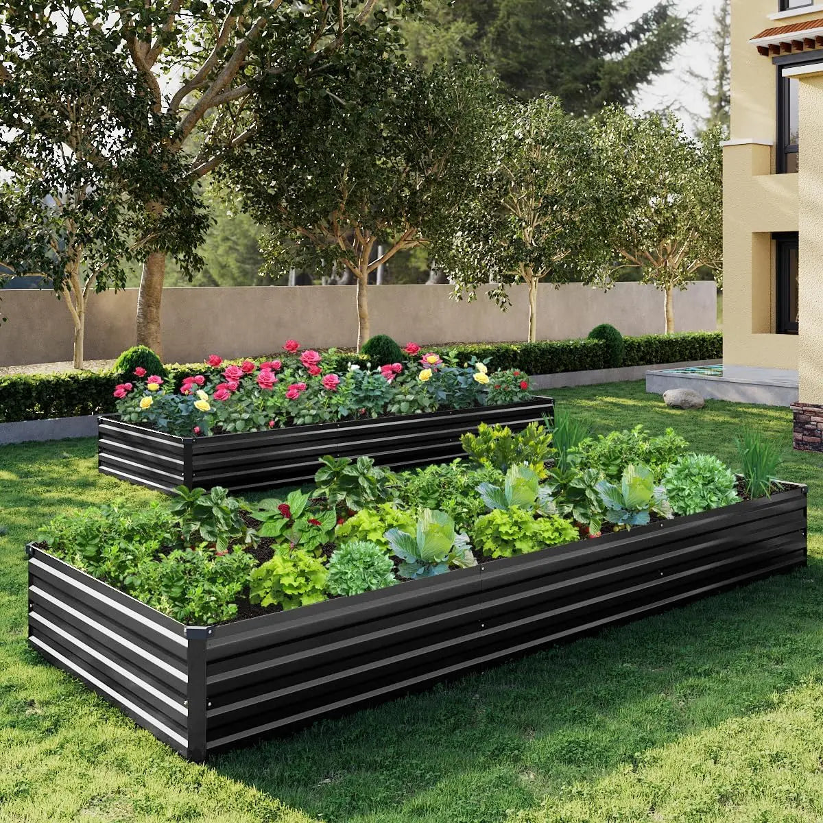 Galvanized Raised Garden Beds (2‑Pack) – Durable Steel Outdoor Planter Boxes for Vegetables, Herbs & Flowers
