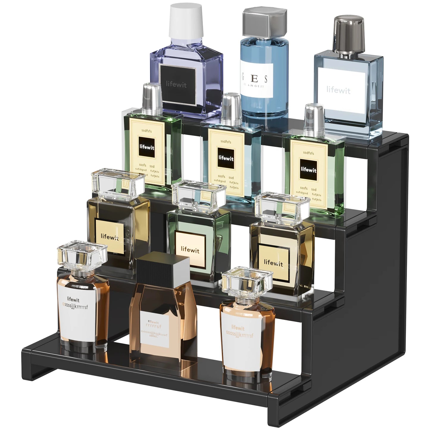 Dark Cologne Stand, Step Perfume Organizer, Tool-free Assembly, Display Stand Shelf for Fragrance, Skincare, Figurines