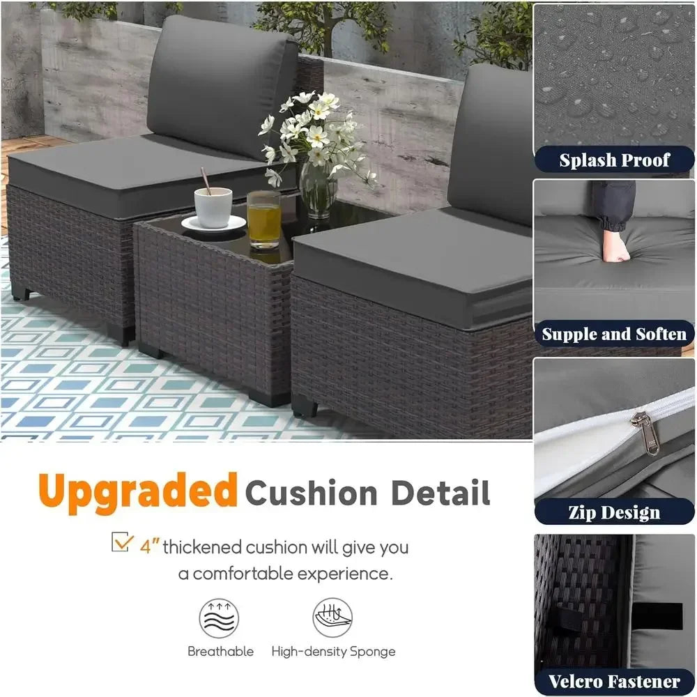 10‑Piece Outdoor Patio Furniture Set – PE Rattan Wicker Sofa Set with Swivel Rocking Chairs & 43" Propane Fire Pit Table