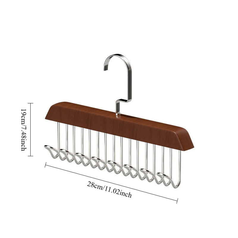 Multi-Functional Solid Wood Hanger Featuring 8 Hooks, Perfect for Apartments and Bedrooms Without Crowding