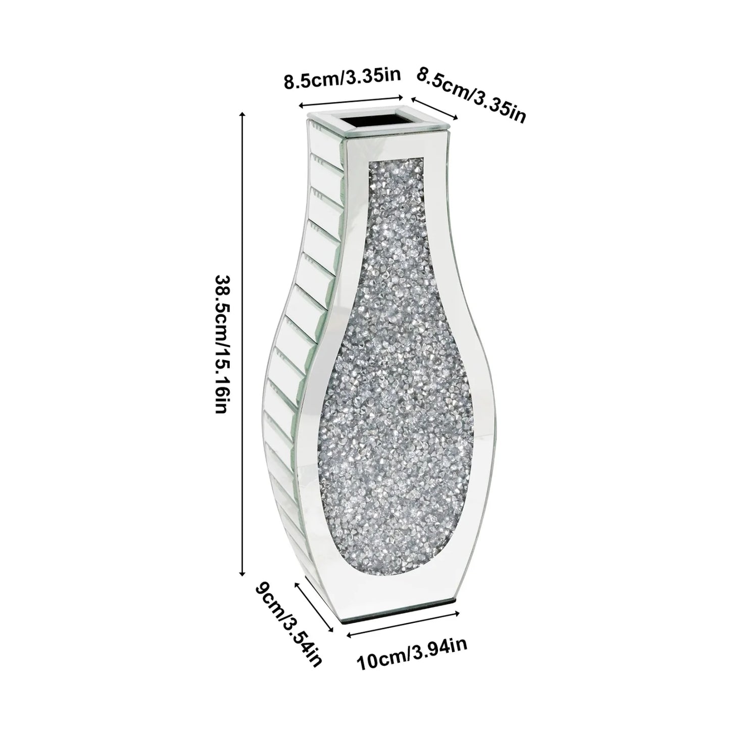 Modern Crushed Diamond Mirror Vase – Crystal‑Accented Decorative Flower Vase for Home Styling