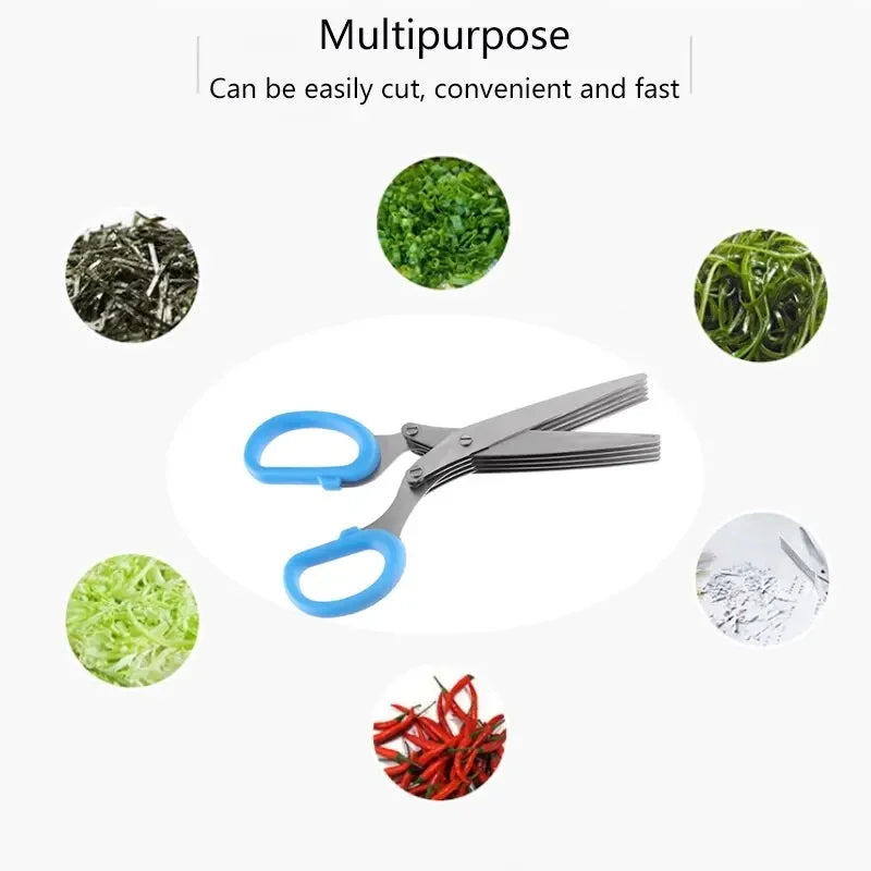 Multifunctional Multi Layer Stainless Steel Scissors for Kitchen Food Prep