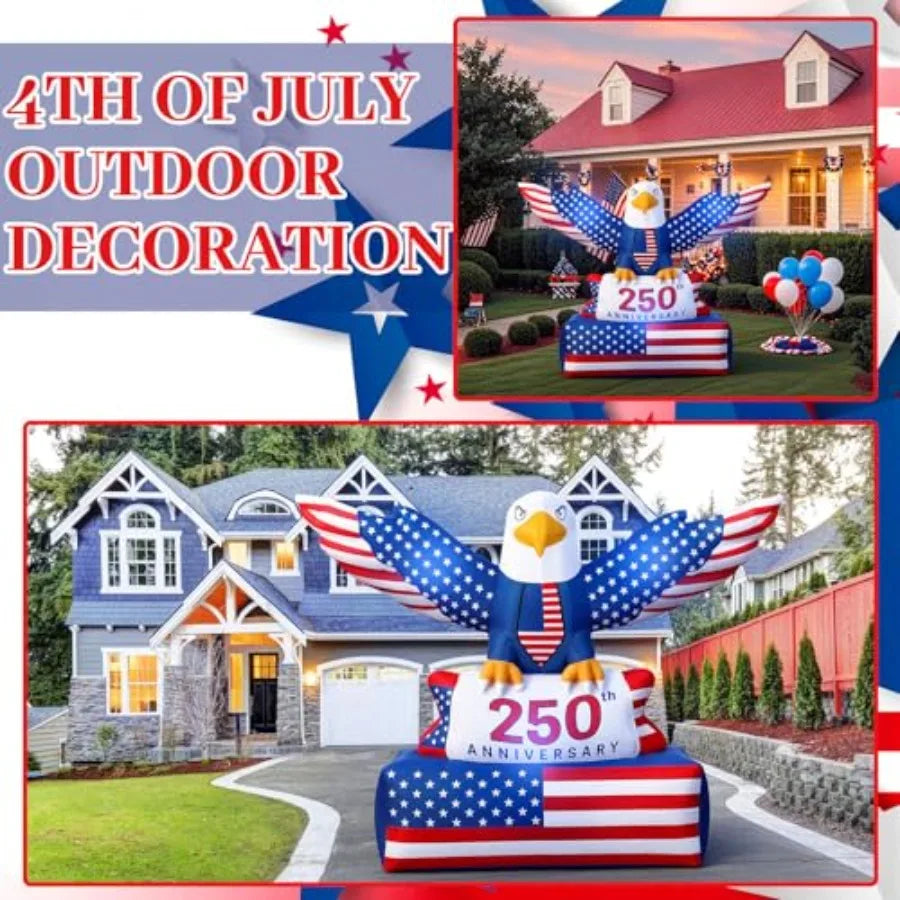 Patriotic Eagle Inflatable – LED‑Lit 4th of July Outdoor Decoration Made of Durable PVC