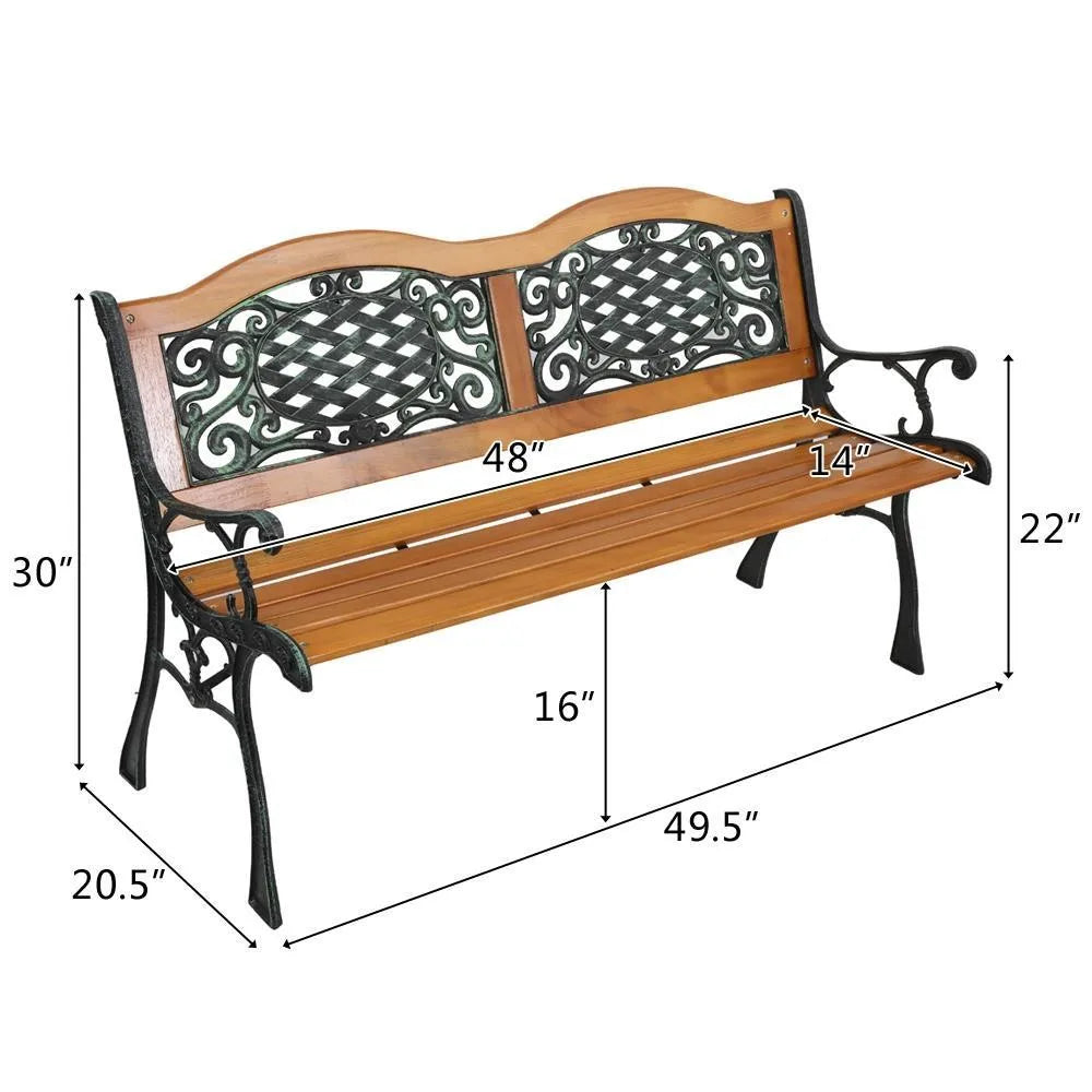 50" Patio Garden Bench, Cast Iron