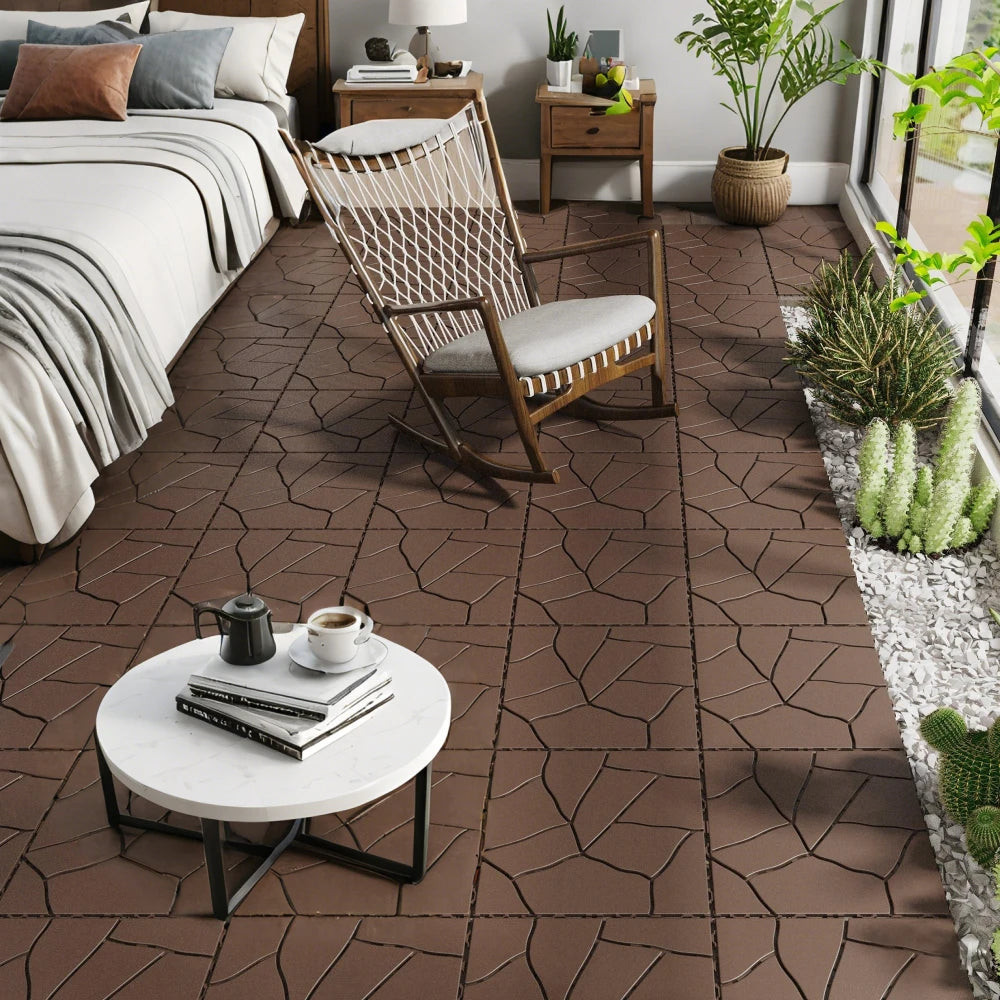 Stone Style 12" Patio Deck Tiles, DIY Tiles Outdoor and Indoor