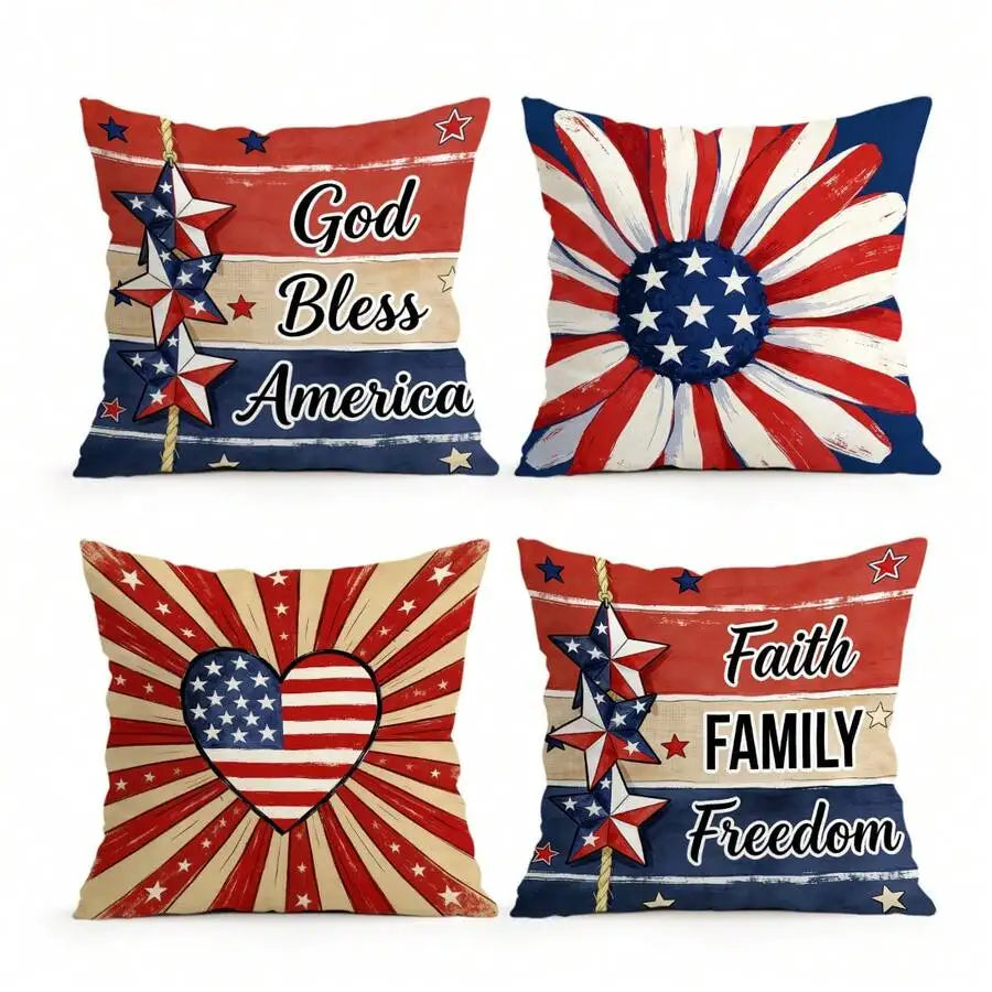 4pcs - American Patriotic Pillow Covers