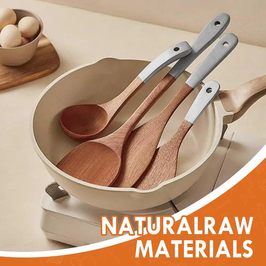 Kitchenware Set Silver Color Handle Shovel Wooden Spoon Household Non-Stick Pan Special Kitchenware