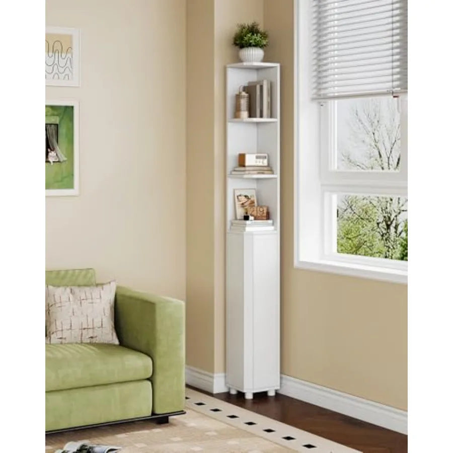 Tall Corner Cabinet with Doors and Adjustable Shelves