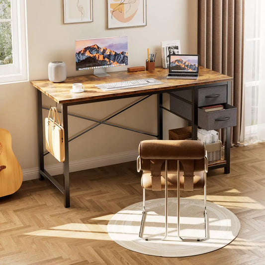 47" Home Office Desk with 2 Adjustable Drawers – Wood Computer & Writing Table