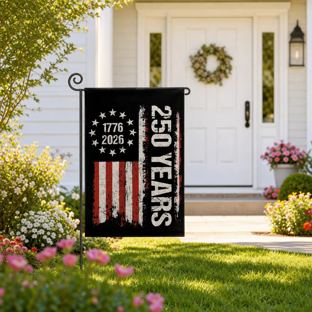 250 Years America Garden Flag Decoration 250th Anniversary USA Patriotic Banner 12x18in Double Sided Stars Stripes 1776 - 2026