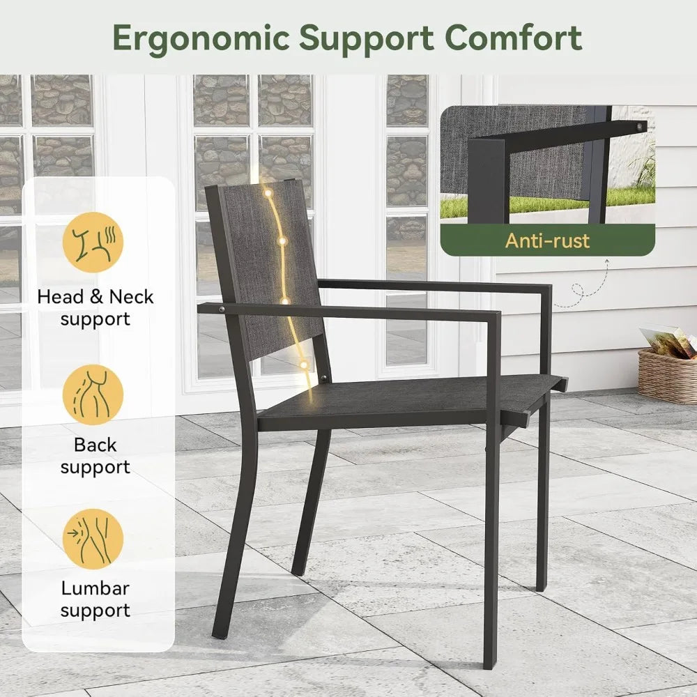 7‑Piece Patio Dining Set for 6 – All‑Weather Rectangular Metal Table with 6 Chairs