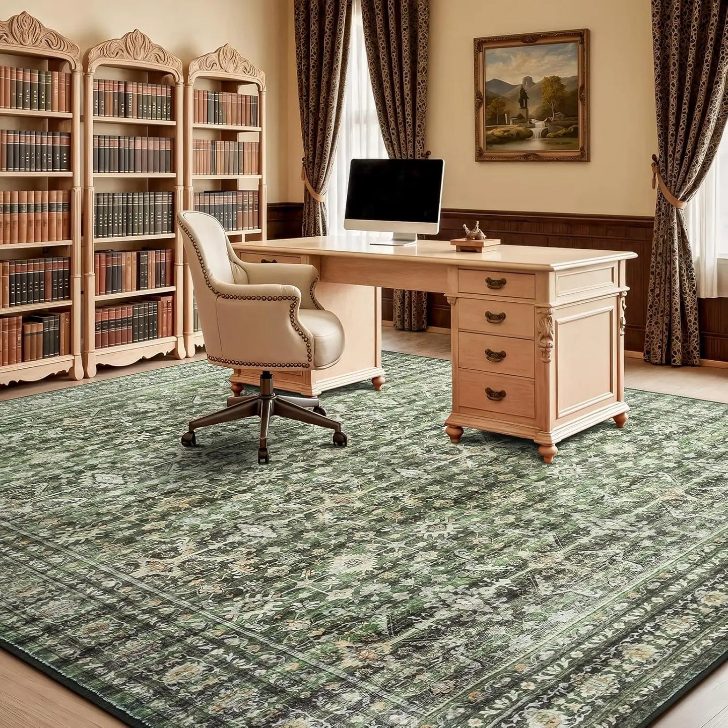 8x10' Washable Area Rug with Non-Slip Backing