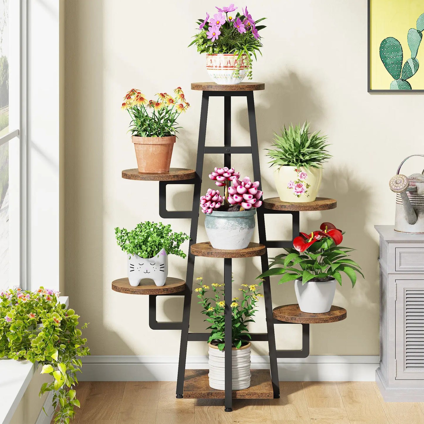 7-Tier Plant Stand, 43.3" Holder Rack Flower Stand