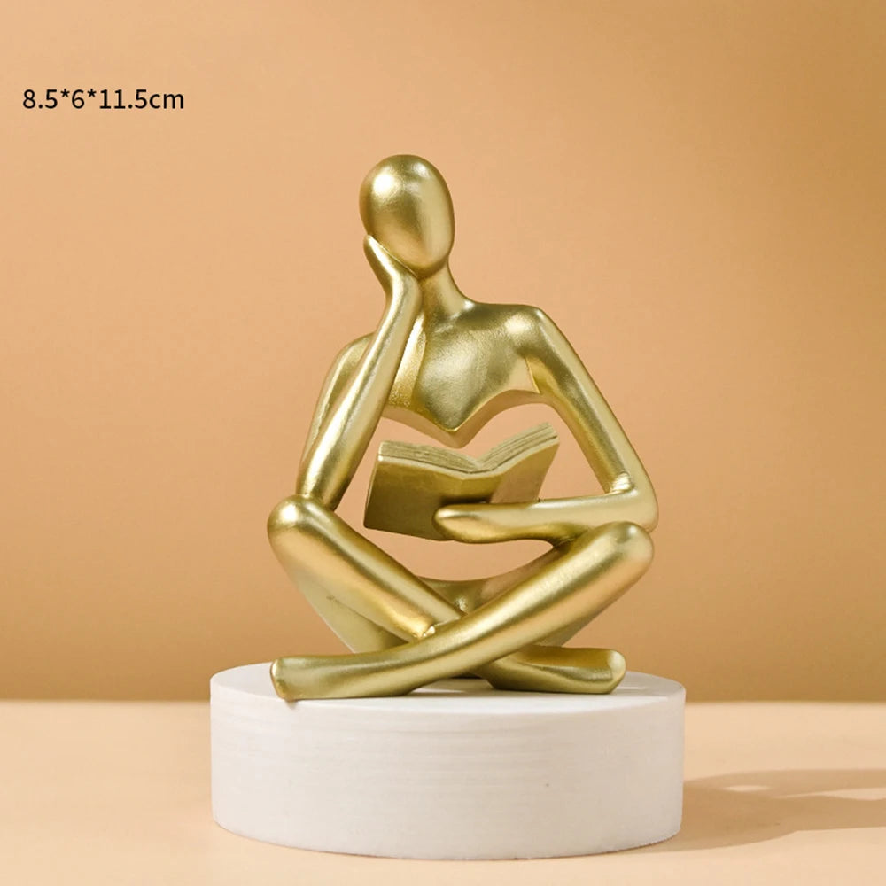 Abstract Thinker Sculpture – Modern Resin Figurine for Bookshelf, Desk & Home Décor