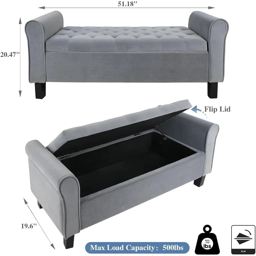 Storage Ottoman Bench with Arms