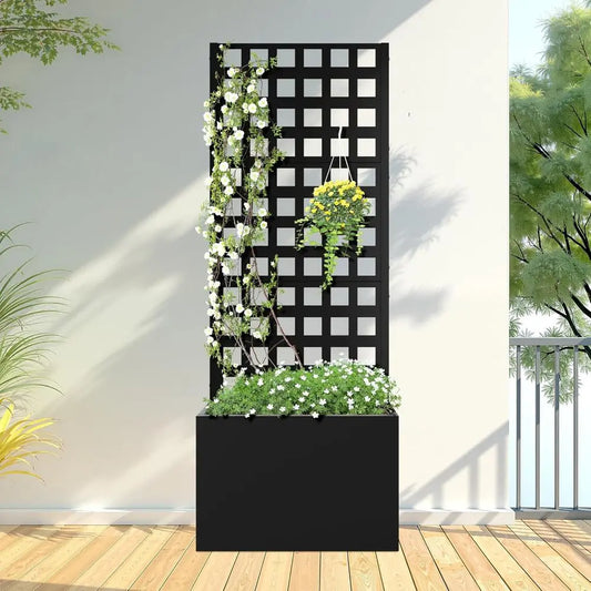 Metal Planter Box with Trellis, Ideal for Climbing Vines and Vegetables, Privacy Screen Included