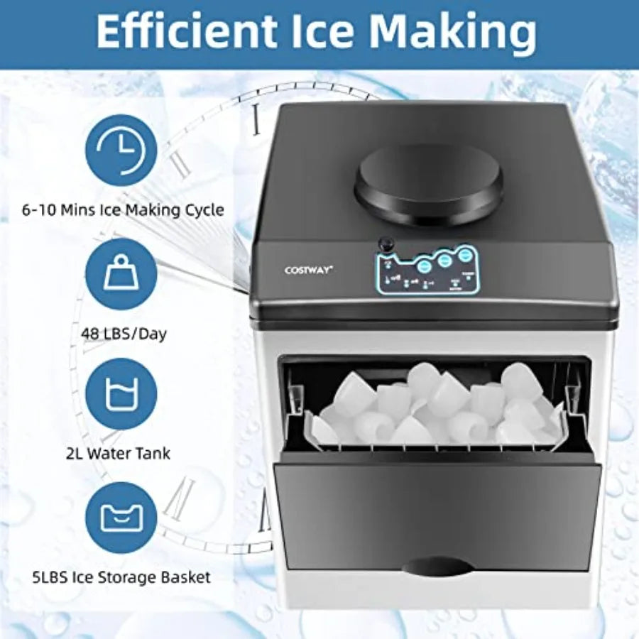 2‑in‑1 Countertop Ice Maker with Built‑In Water Dispenser – 48 lbs./Day, Fast 6‑Min Ice & Stainless-Steel Design