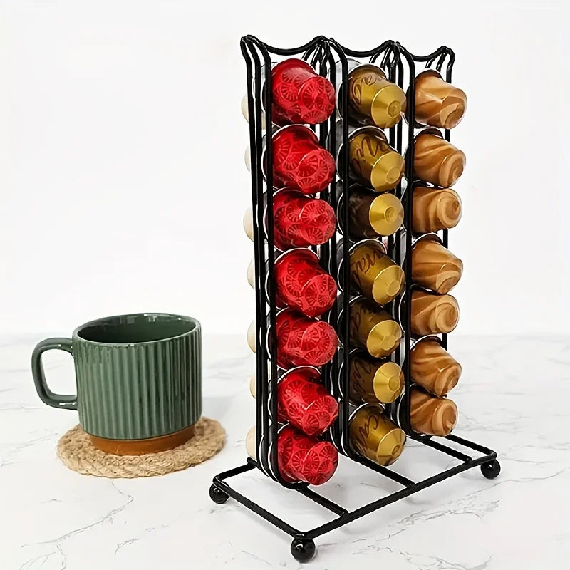 Iron Coffee Capsule Holder for 42 Nespresso Pods - Space Saving, Creatively Assembled Coffee Capsule Holder for Kitchen