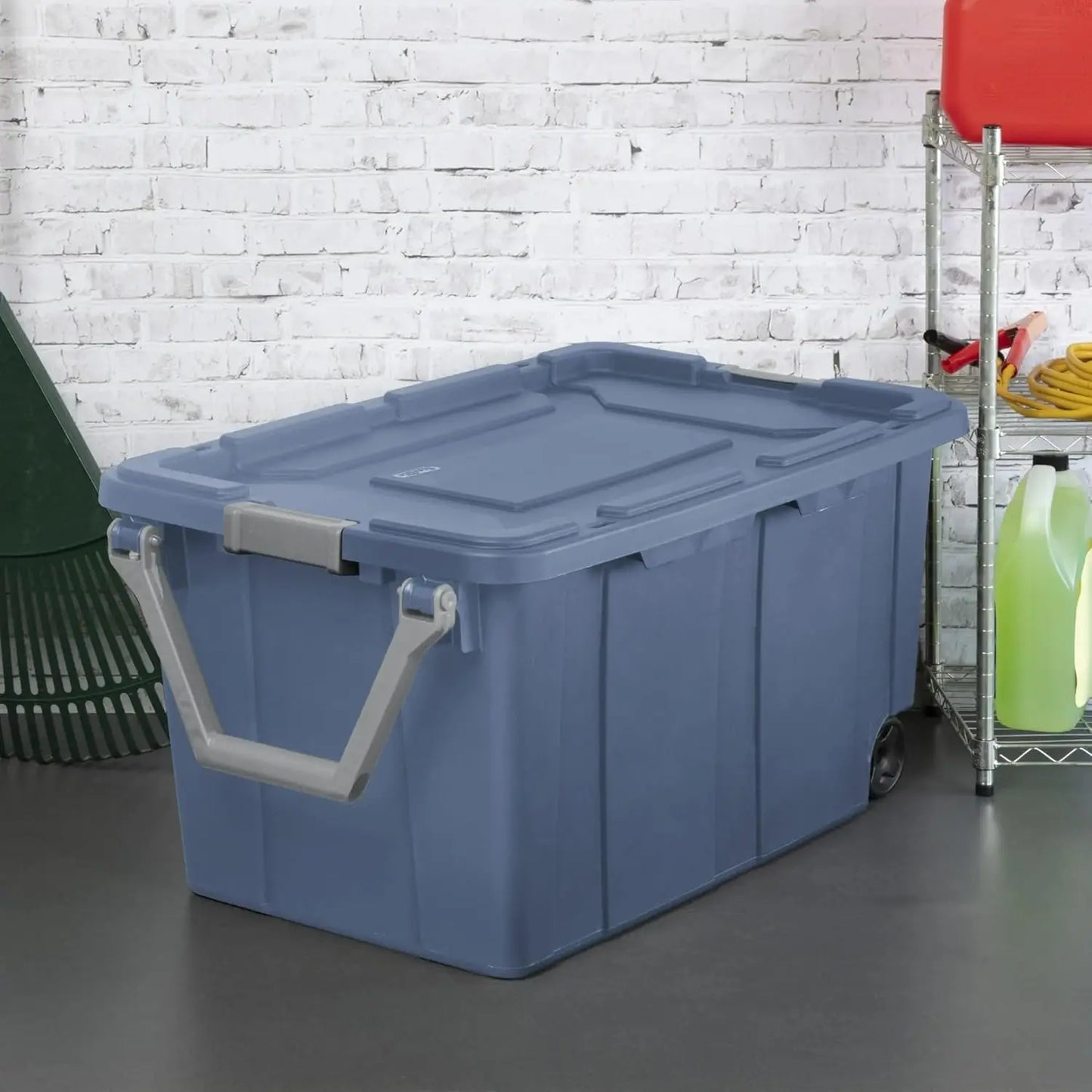 40‑Gallon Plastic Storage Box with Wheels – Heavy‑Duty Industrial Tote (2‑Pack)