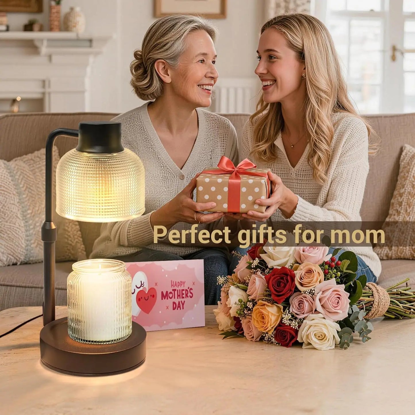 Candle Warmer Lamp: Adjustable Height, Dimmer, Timer