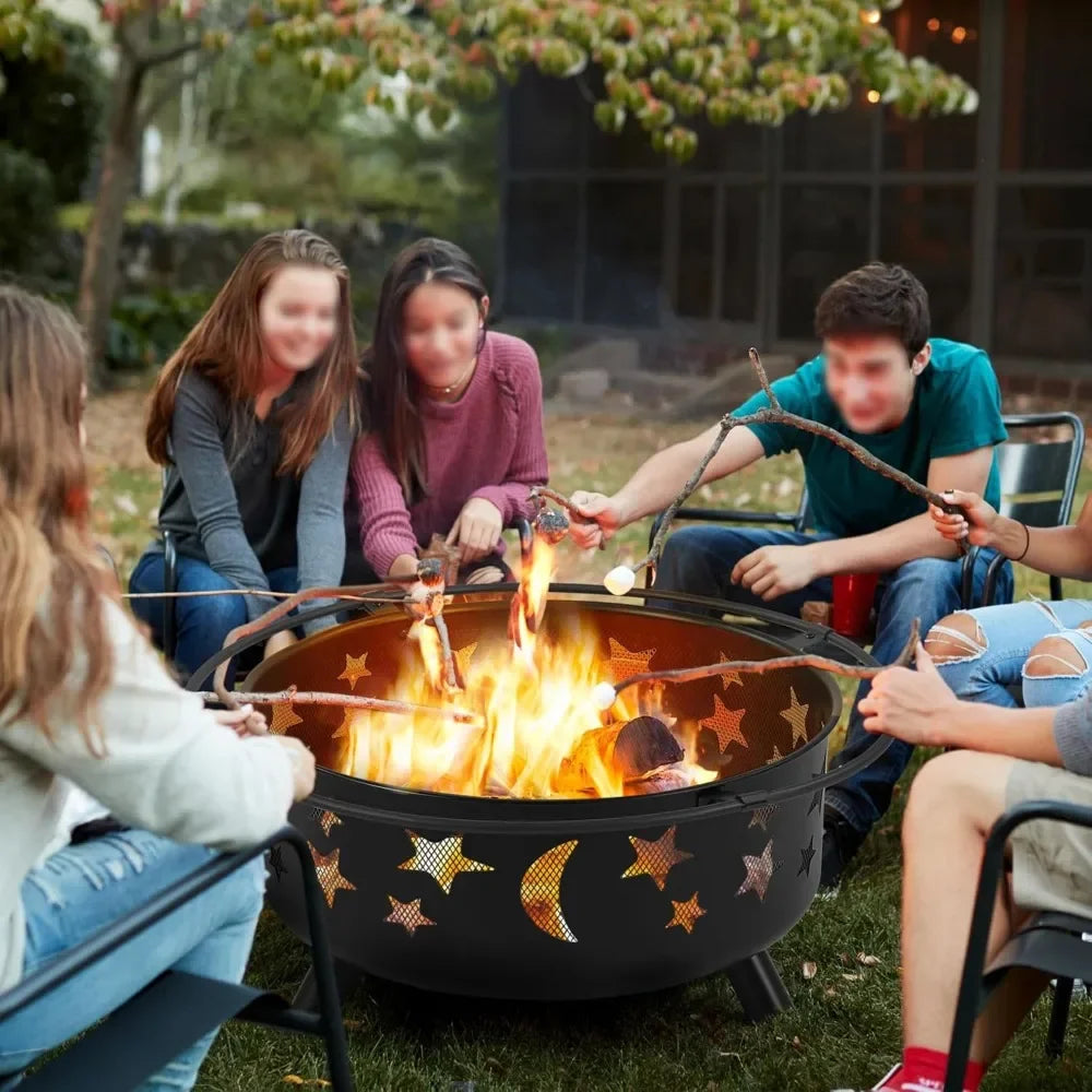 30in Outdoor Fireplace with Spark Screen and Poker