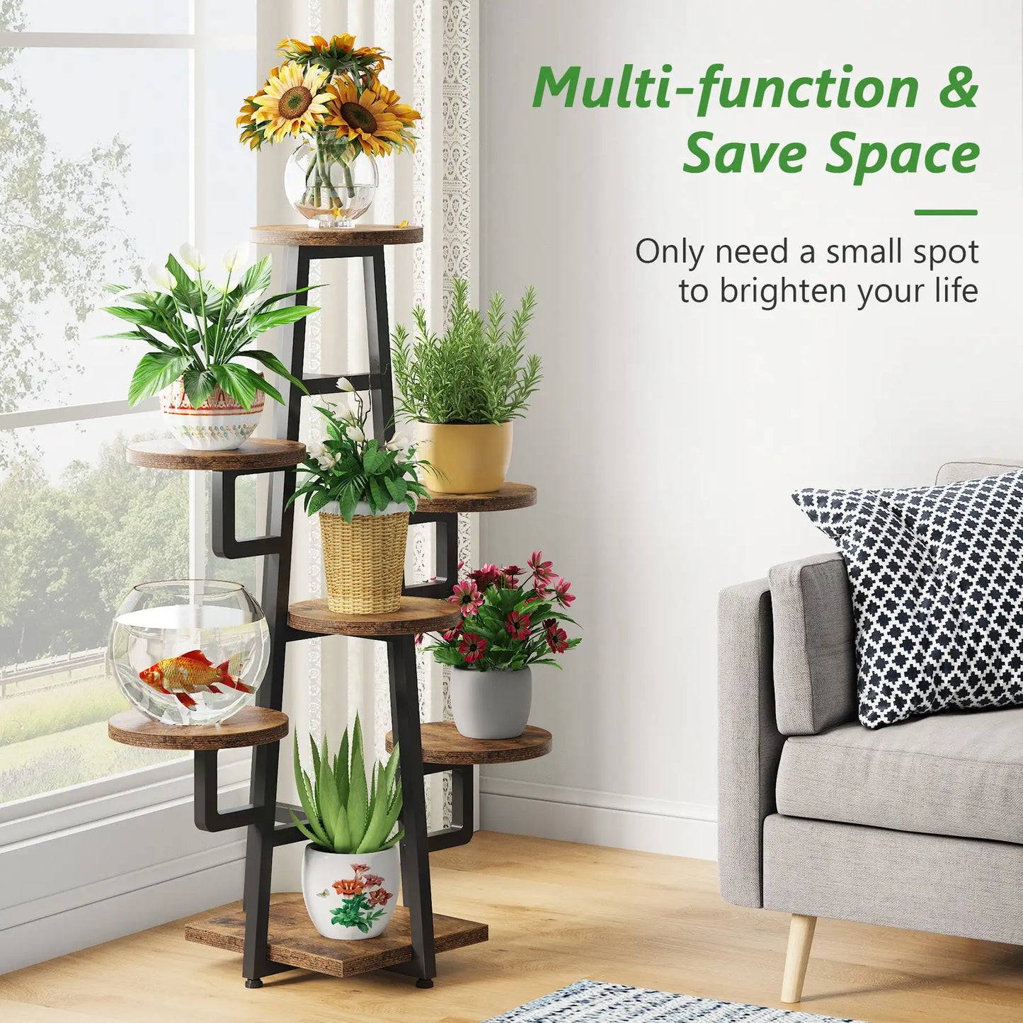 7-Tier Plant Stand, 43.3" Holder Rack Flower Stand