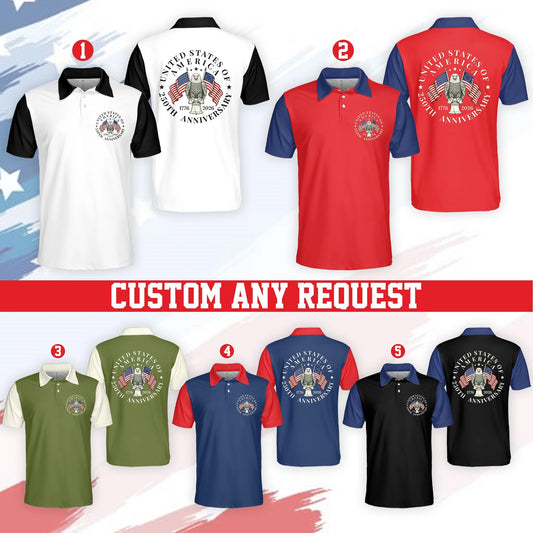 Mens USA 250th Anniversary Polo Shirt - Military Branches