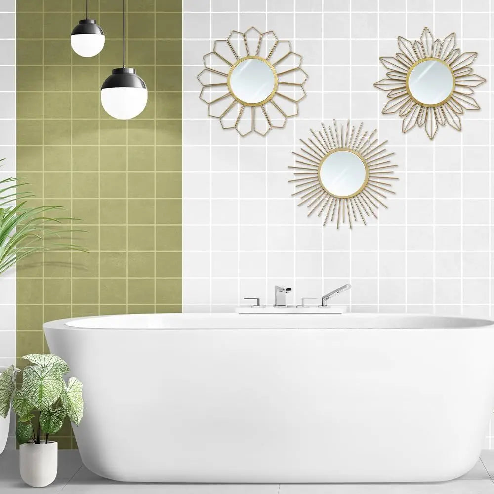 Set of 3 - 10 inch Sunburst Metal Wall Mirrors