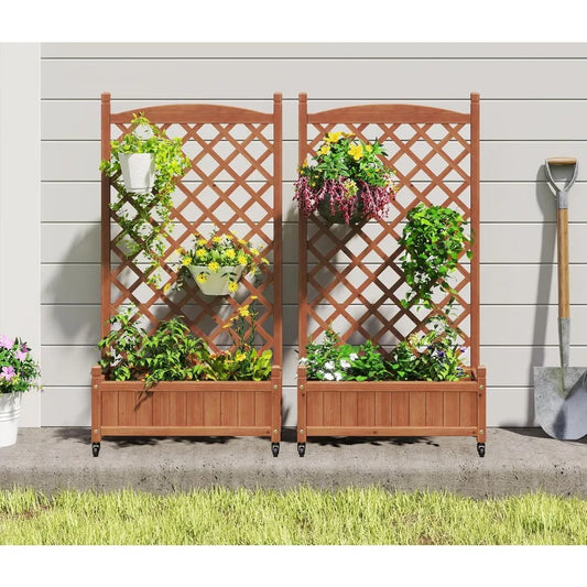 Raised Garden Bed with Trellis Set of 2,