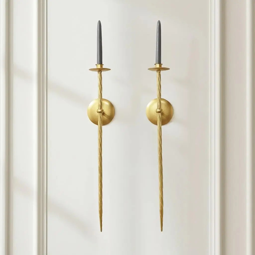 Set of 2  Candle Sconces, Wall Mount Metal Candle Holders