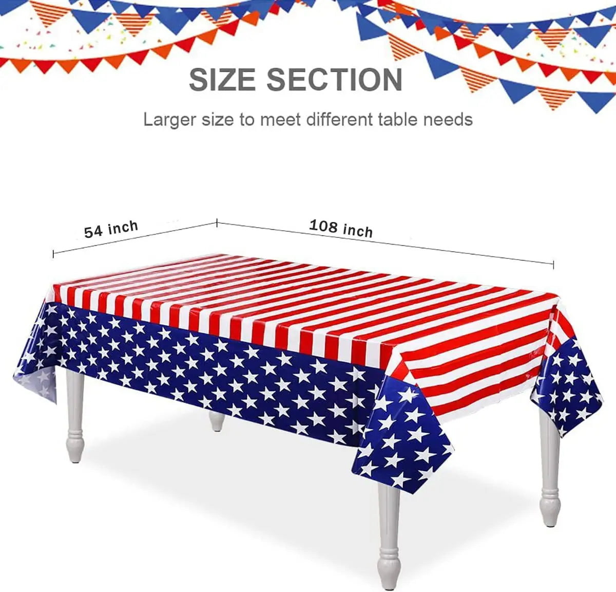 American Flag Tablecloth – 4th of July Patriotic Table Cover for Independence Day Décor