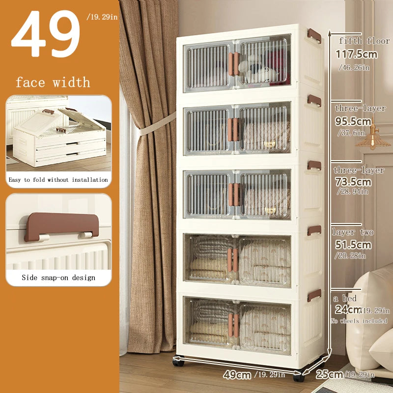 Extra-Large Foldable Storage Cabinet Multi-Layer No Installation Required