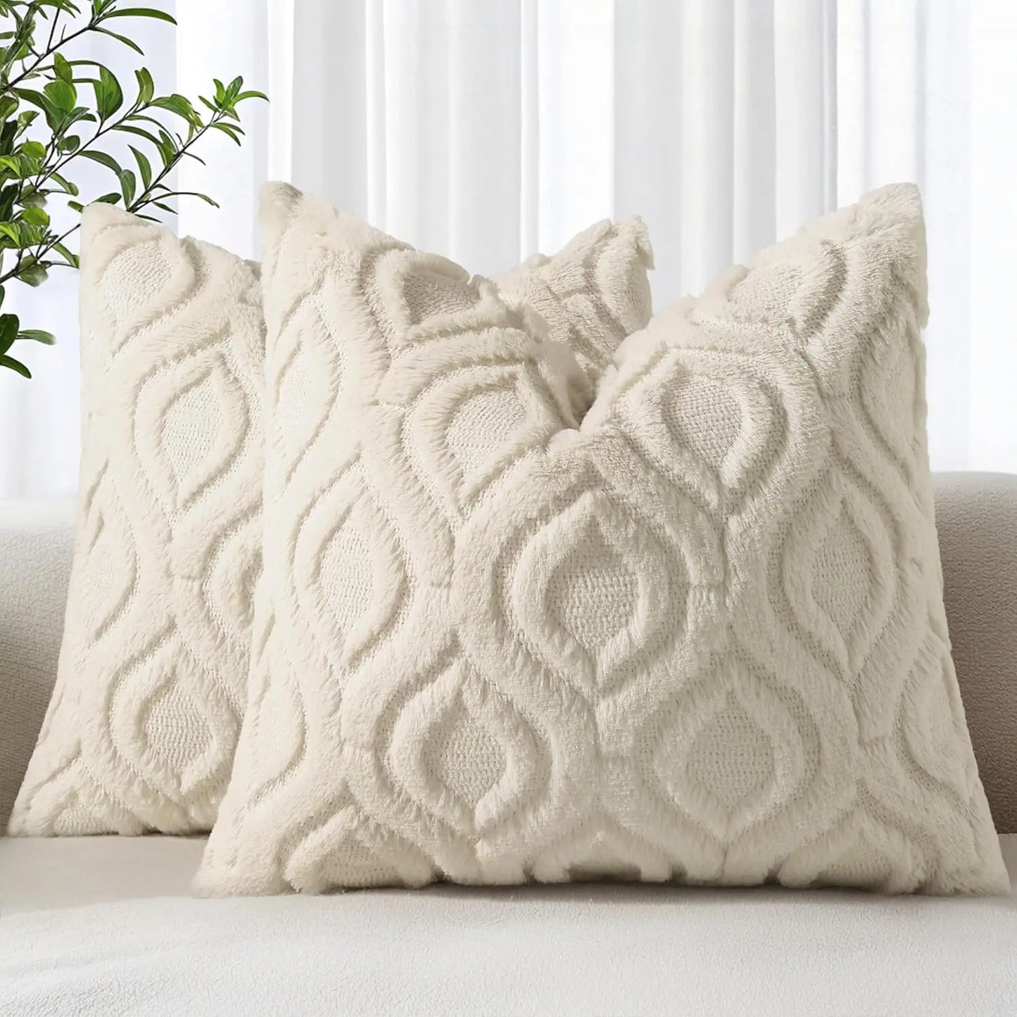 18×18" Faux Wool Pillow Covers – Minimalist Soft Decorative Cushion Set (2‑Pack)