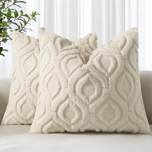 18×18" Faux Wool Pillow Covers – Minimalist Soft Decorative Cushion Set (2‑Pack)