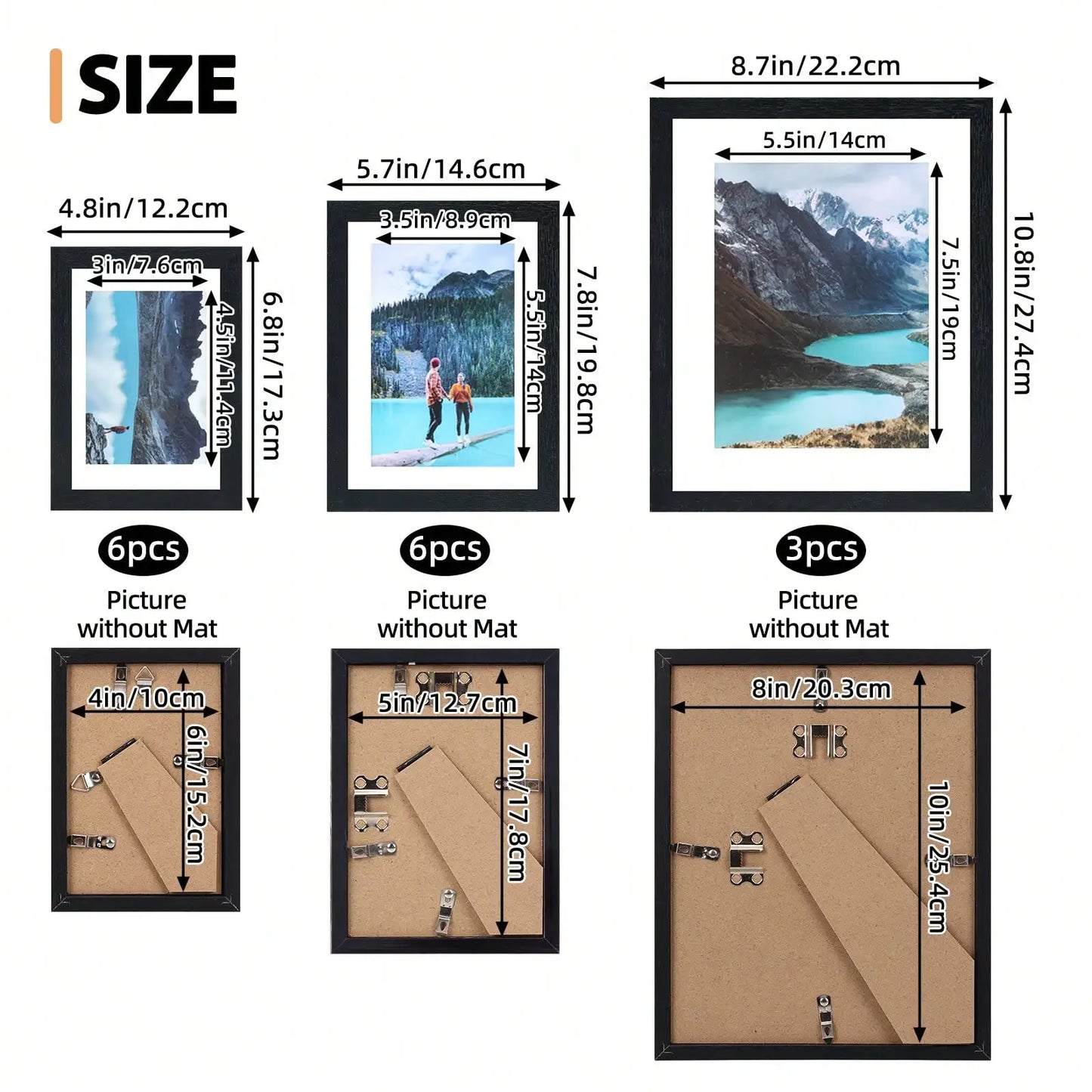 Picture Frames Wall Set Décor – Multi‑Size Frames (8×10, 5×7, 4×6) for Photo Display