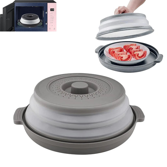 10.2" Microwave Plate Cover – Collapsible 2‑in‑1 Splatter Guard & Multi‑Purpose Lid
