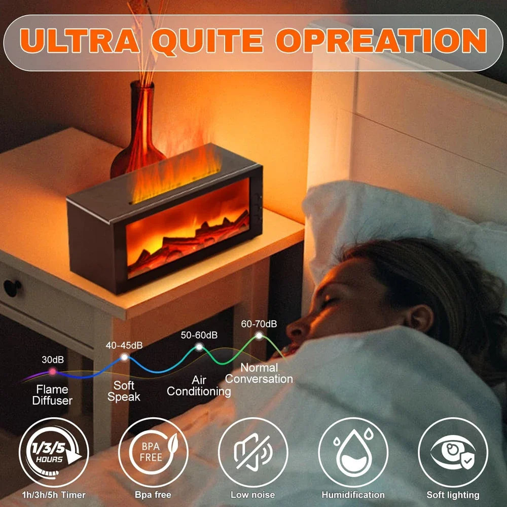 Fireplace Diffuser Essential Oil 7 Colorful Large Flame Fire Humidifier Changing Aroma Diffuser for Aromatherapy