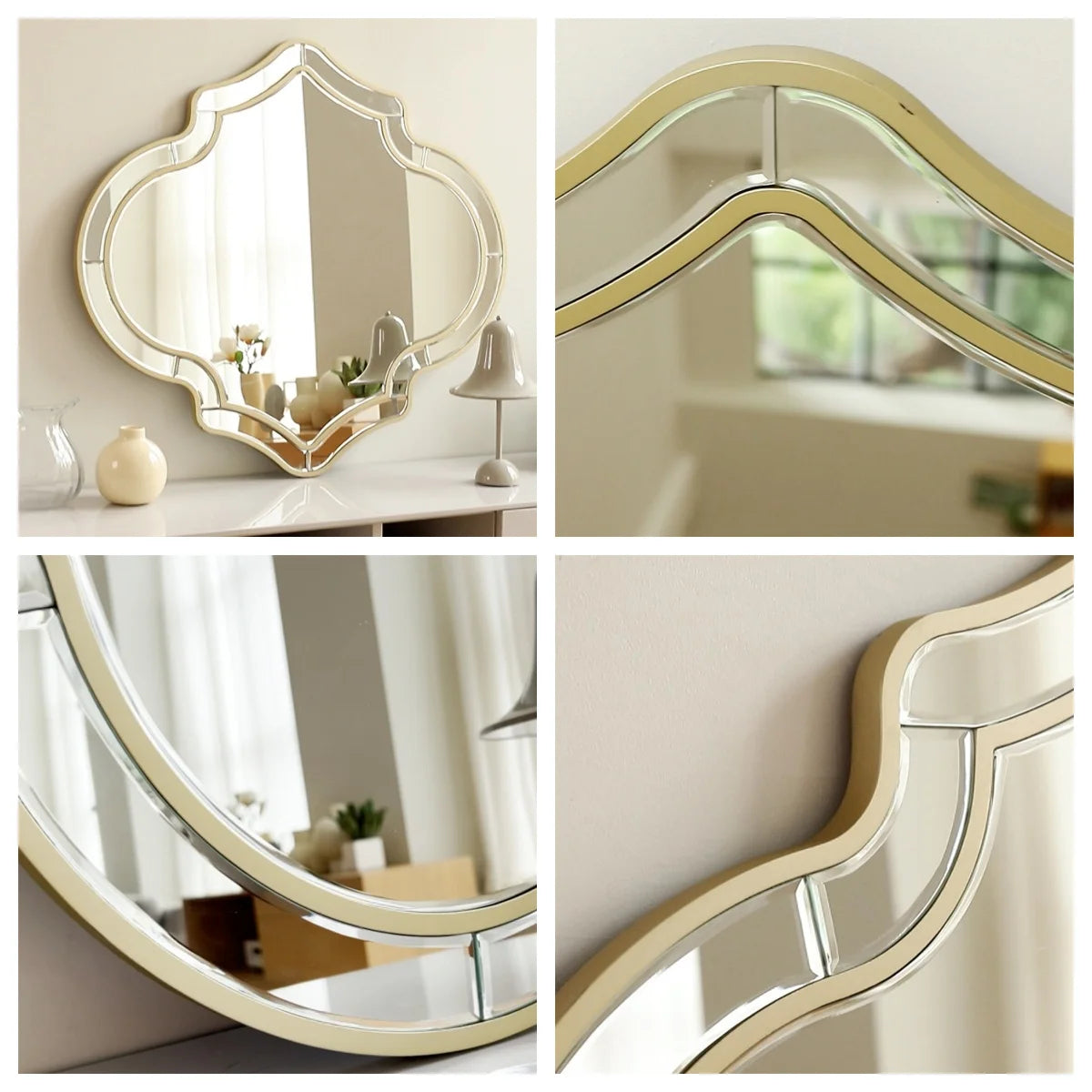 Seraphina Irregular Wall Mirror – Golden Rim Accent