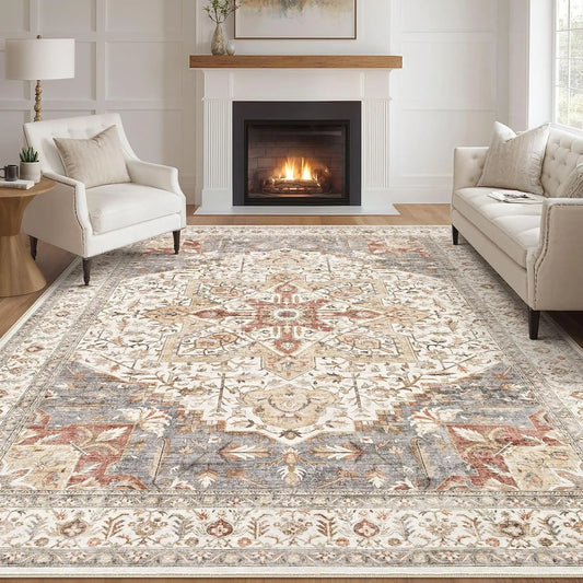 9x12 Orange Multi Distressed Vintage Boho Rug