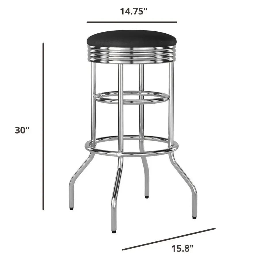 Heavy Duty 30Inch Backless Swivel Bar Stool Chrome Finish with Faux Leather Seat, 2 Pack