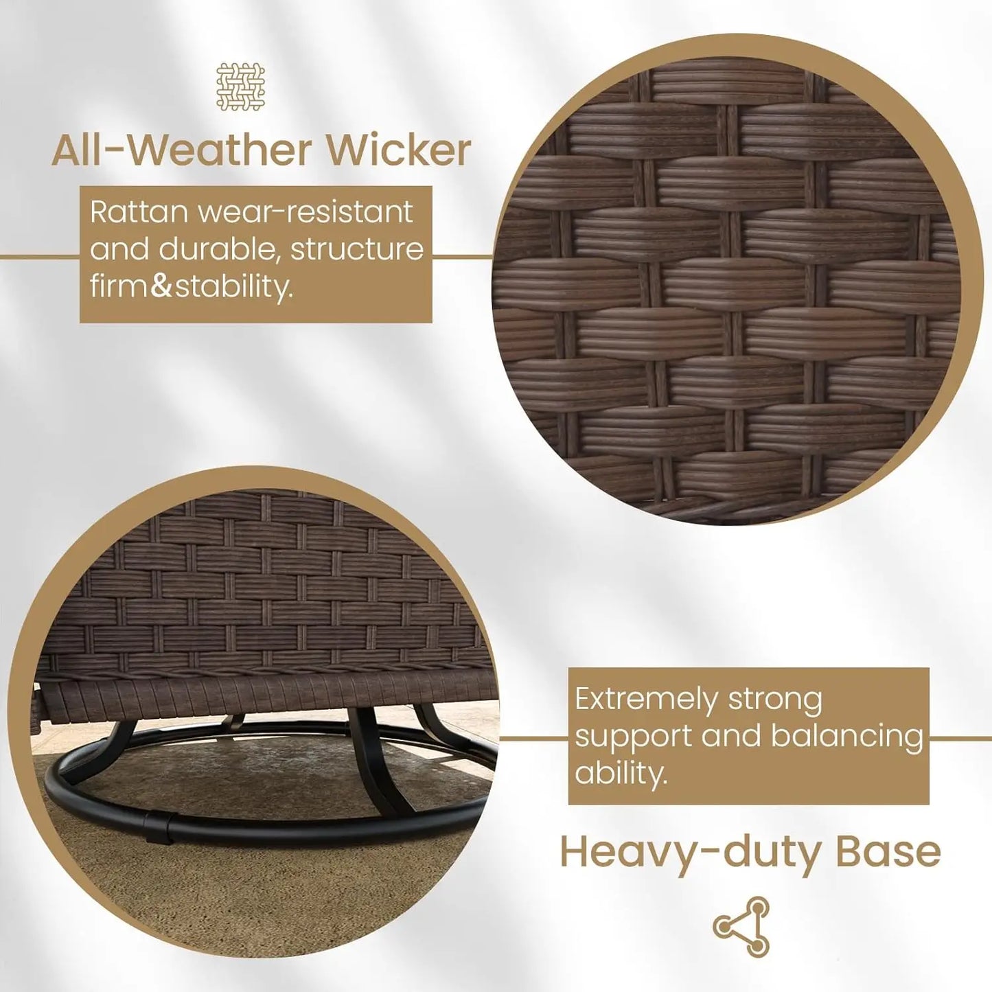 6 Pieces Wicker Patio Furniture Set - 4 High Back Swivel Rocker Chairs and 2 tables