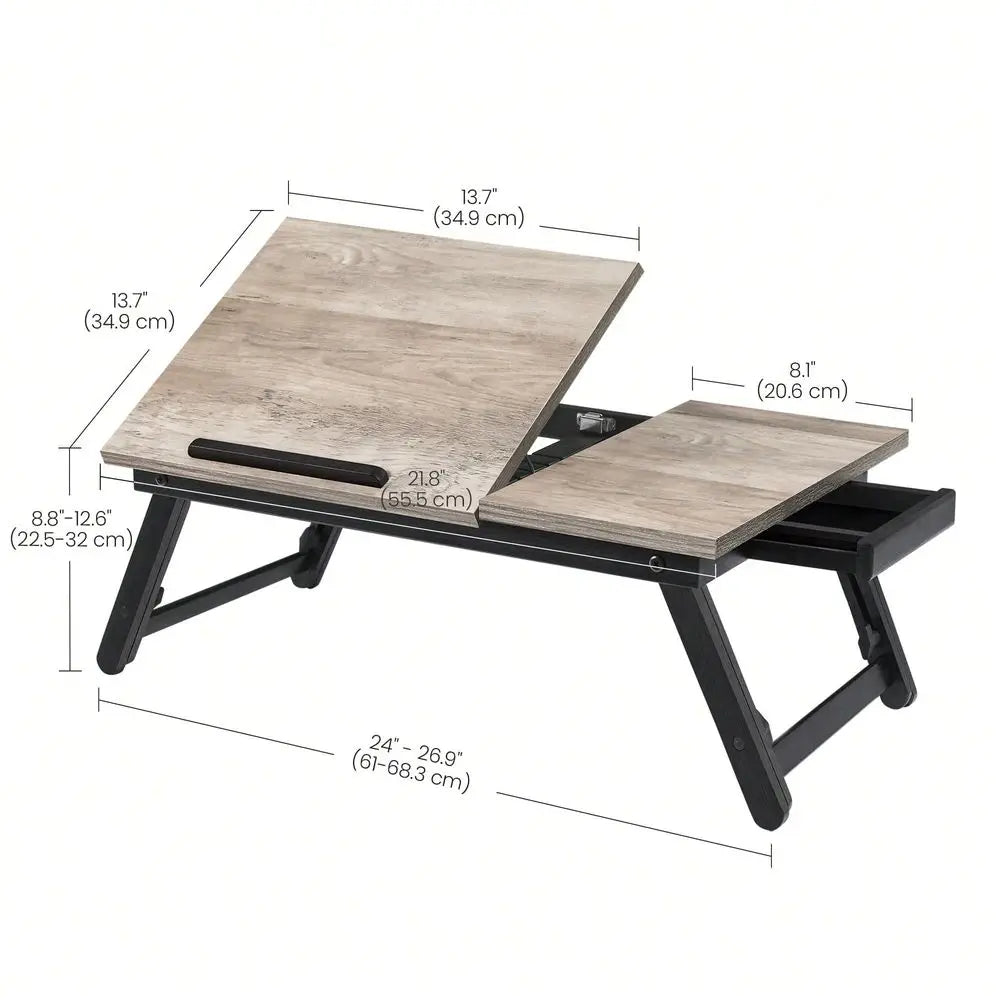 Adjustable Laptop Bed Desk – Tilting Top Tray with Folding Legs for Sofa, Breakfast & Laptop