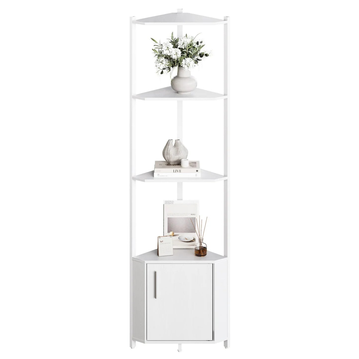 58" Tall Corner Bookshelf | 5-Tier Industrial Storage & Display Stand